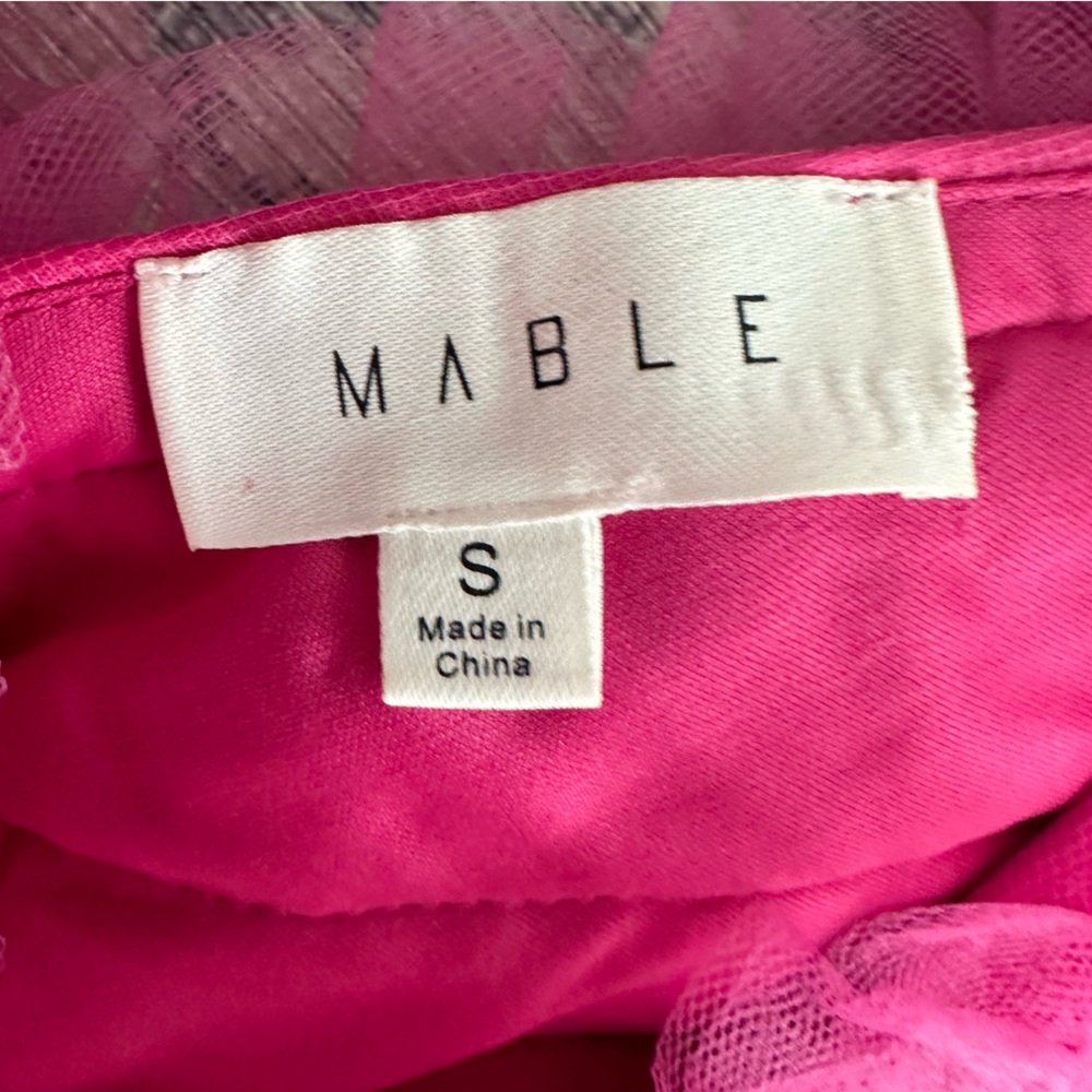 Hot Pink Tiered Tulle Mini Dress - Picture 2 of 3